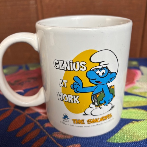 The Smurfs Other - Vintage Smurfs 'Genius at Work' White Mug